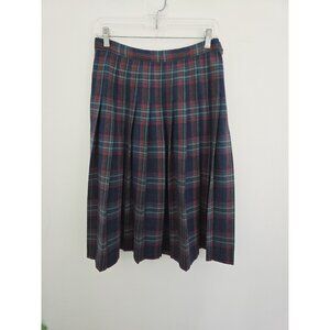 Pendleton Tartan Plaid Virgin Wool Pleated A-line Vintage Midi Skirt 12 Petite